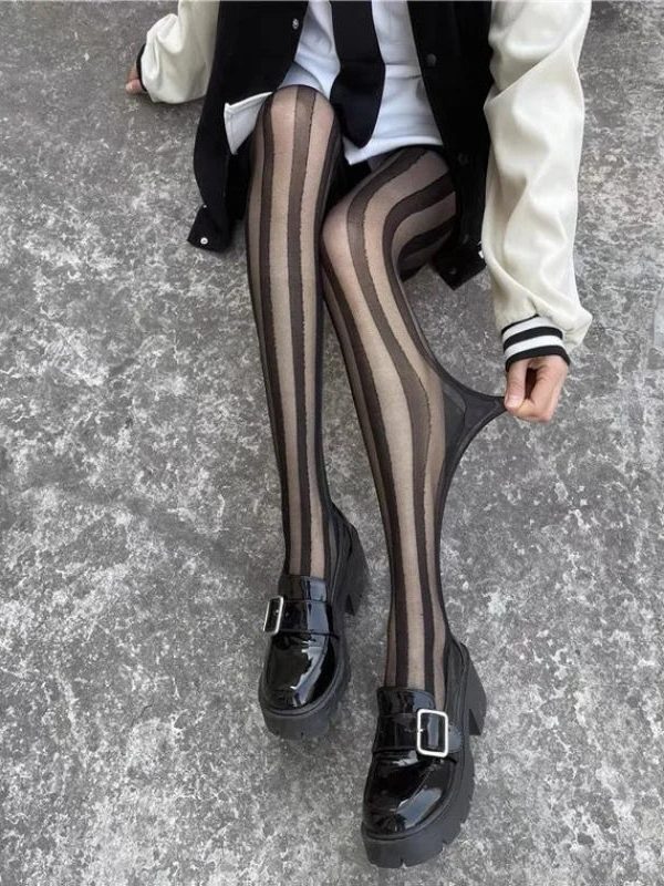 Vertical Stripe Sheer Tights