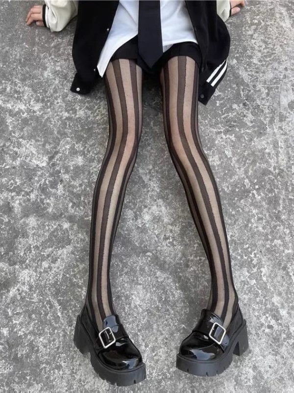 Vertical Stripe Sheer Tights