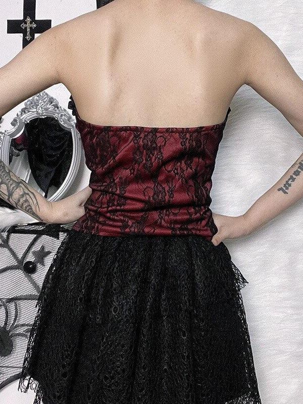 Victorian Goth Ribbon Detailed Corset Top