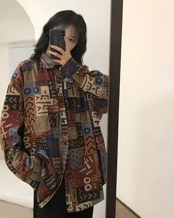 Vintage Abstract Designed Shirt