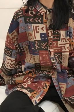 Vintage Abstract Designed Shirt