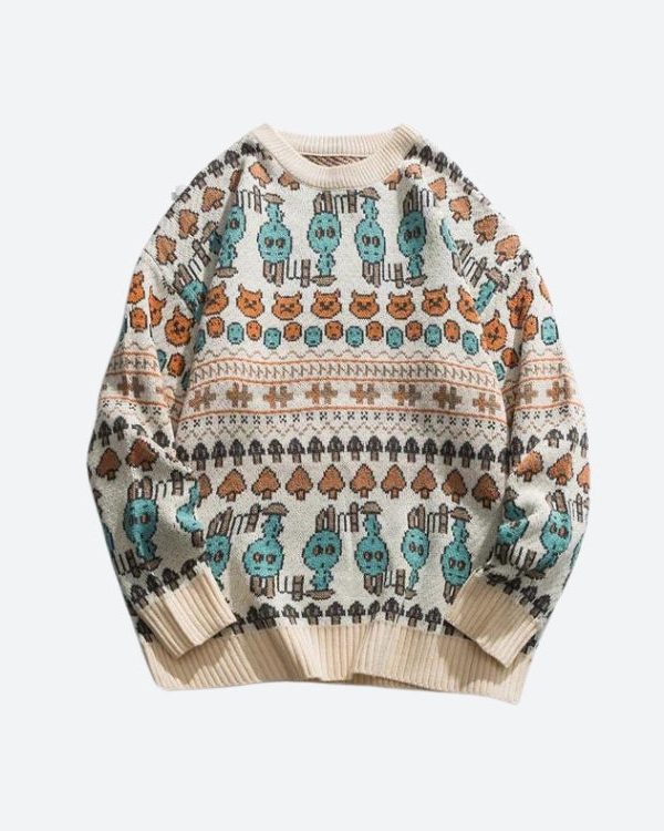 Vintage Animal Figures Knitted Sweater