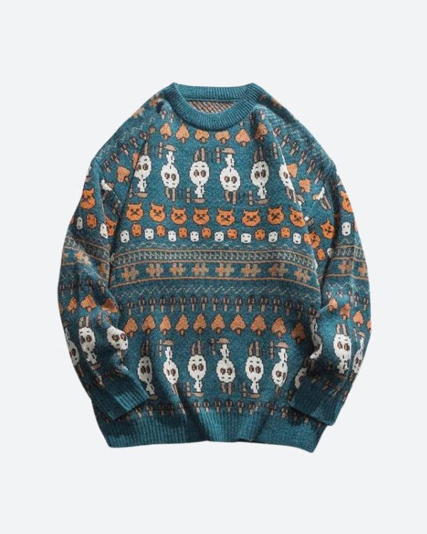 Vintage Animal Figures Knitted Sweater