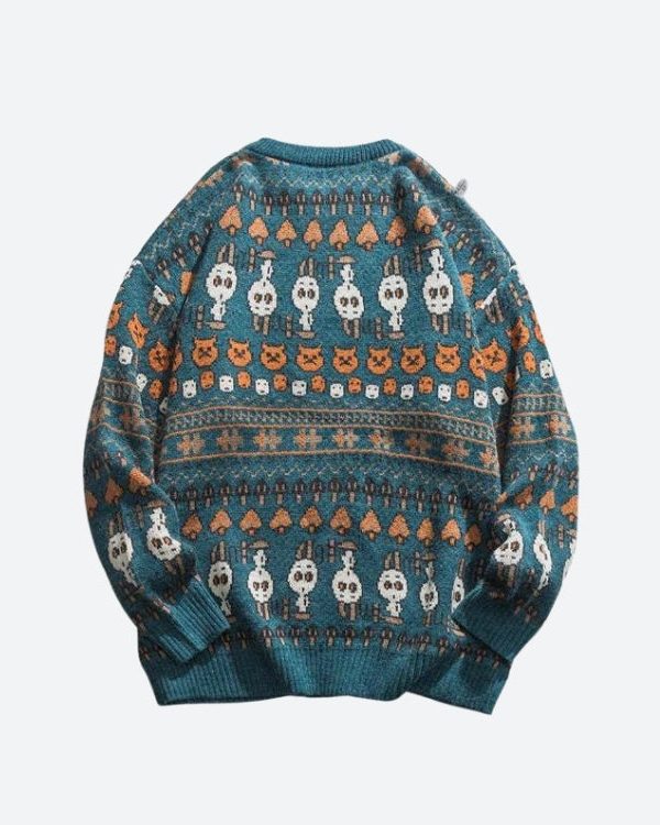 Vintage Animal Figures Knitted Sweater