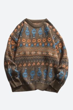 Vintage Animal Figures Knitted Sweater