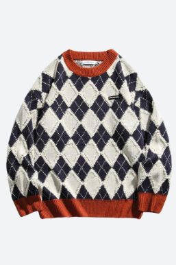 Vintage Argyle Knitted Sweater