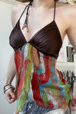 Vintage Boho Halter Neck Top