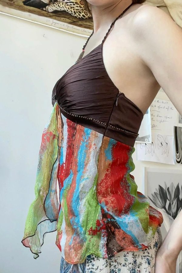 Vintage Boho Halter Neck Top