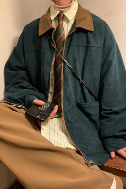 Vintage Corduroy Contrast Color Jacket