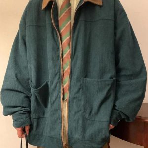 Vintage Corduroy Contrast Color Jacket