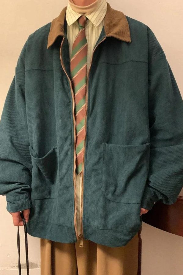 Vintage Corduroy Contrast Color Jacket