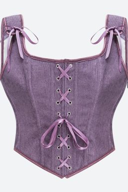Vintage Corduroy Lace Up Corset Top