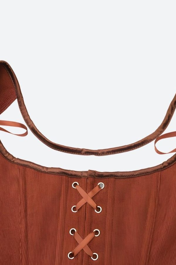Vintage Corduroy Lace Up Corset Top