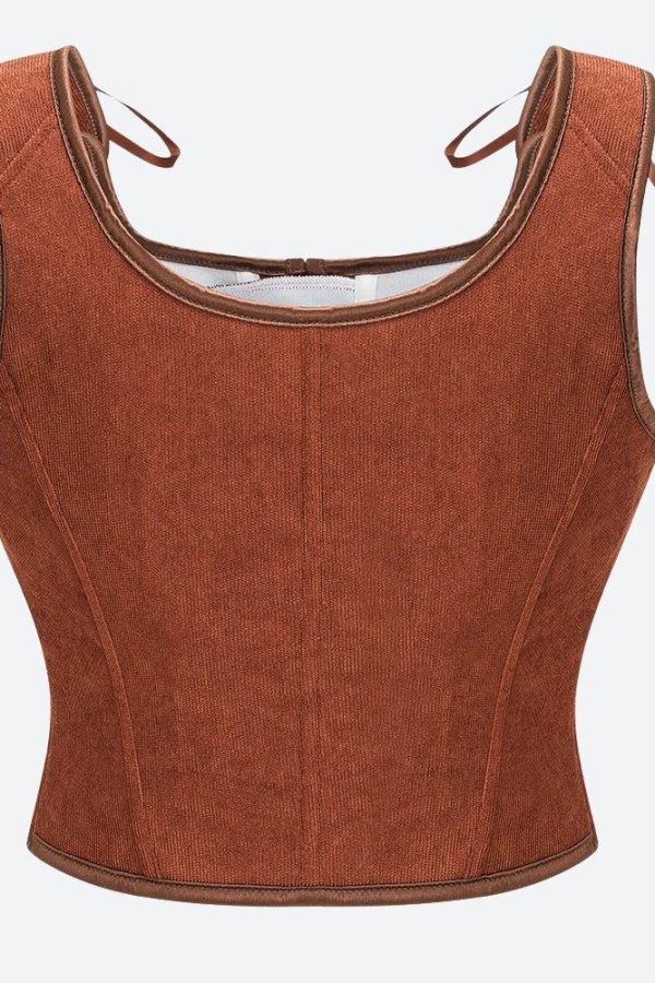 Vintage Corduroy Lace Up Corset Top