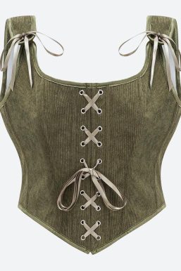 Vintage Corduroy Lace Up Corset Top