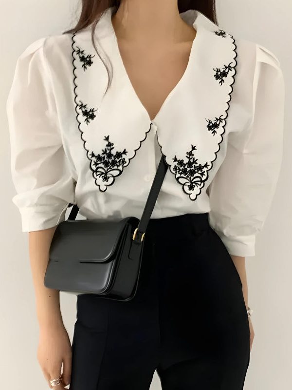 Vintage Embroidered Collar Shirt