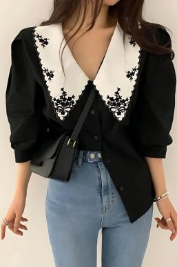 Vintage Embroidered Collar Shirt