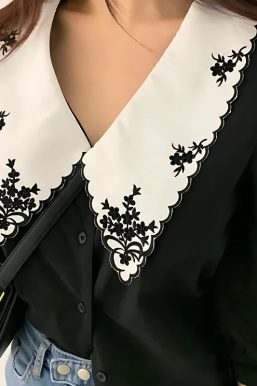 Vintage Embroidered Collar Shirt