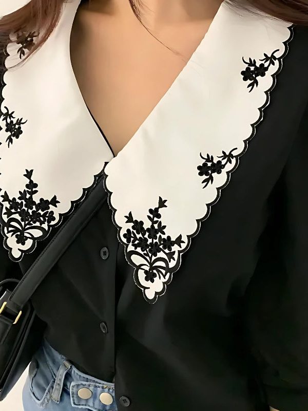 Vintage Embroidered Collar Shirt