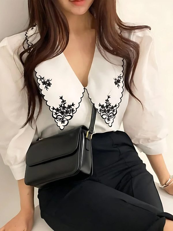 Vintage Embroidered Collar Shirt