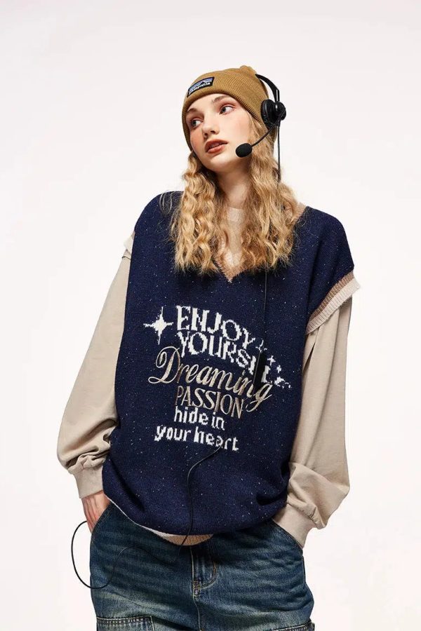 Vintage Enjoy Yourself Knitted Sweater Vest