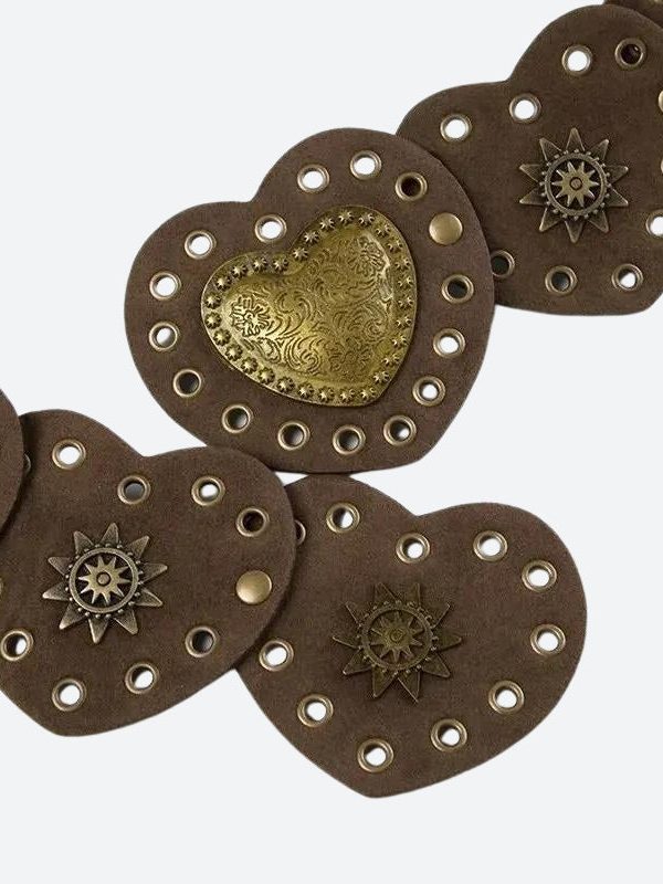 Vintage Ethnic Heart Suede Waist Belt