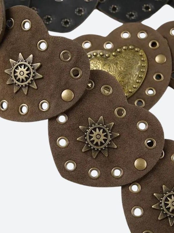 Vintage Ethnic Heart Suede Waist Belt
