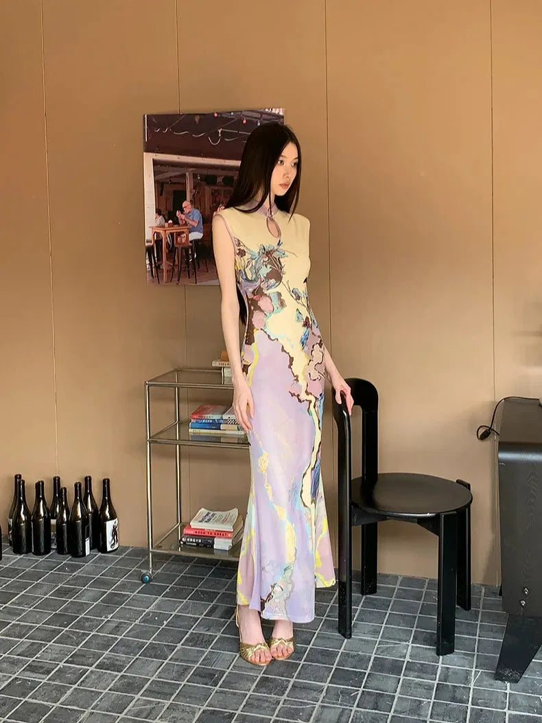 Vintage Floral Cut Out Maxi Dress Vintage Floral Cut Out Maxi Dress