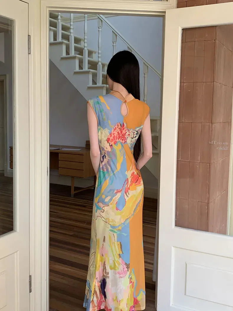 Vintage Floral Cut Out Maxi Dress Vintage Floral Cut Out Maxi Dress