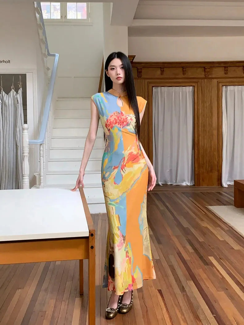 Vintage Floral Cut Out Maxi Dress Vintage Floral Cut Out Maxi Dress