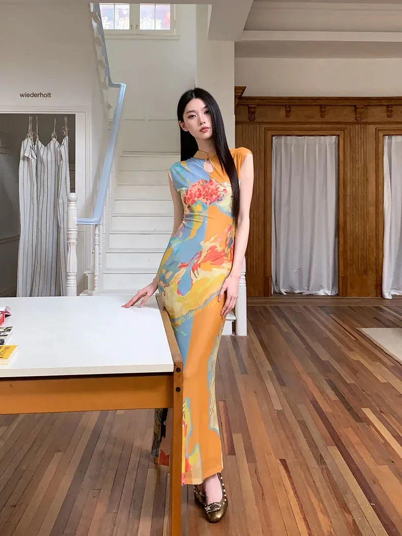 Vintage Floral Cut Out Maxi Dress Vintage Floral Cut Out Maxi Dress