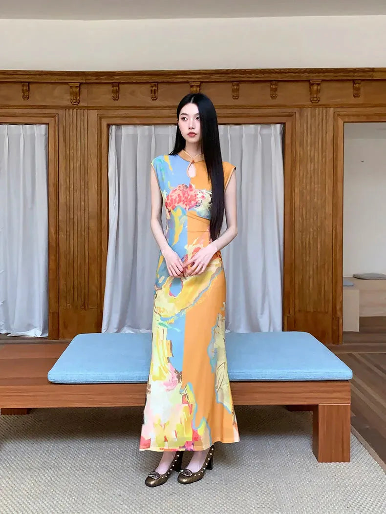 Vintage Floral Cut Out Maxi Dress Vintage Floral Cut Out Maxi Dress