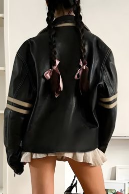 Vintage Grunge Biker Zip-Up Faux Leather Jacket