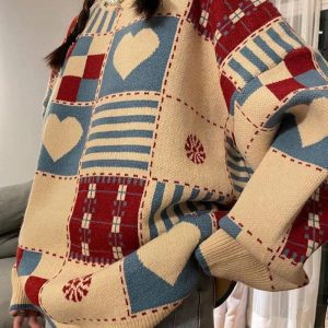 Vintage Heart Pattern Sweater
