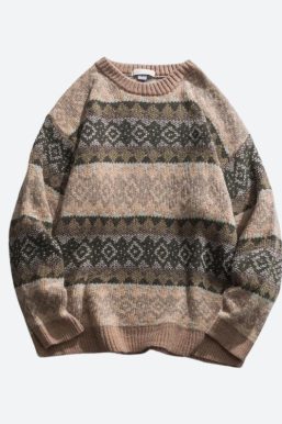 Vintage Jacquard Knitted Sweater