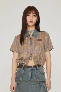Vintage Plaid Crop Shirt