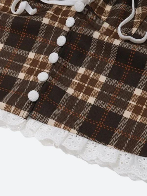 Vintage Plaid Halter Neck Top