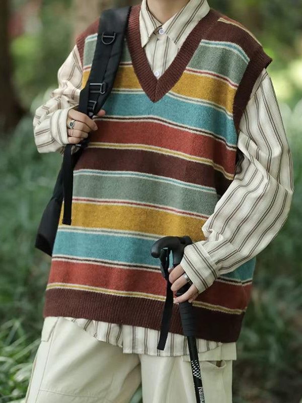 Vintage Striped Sweater Vest