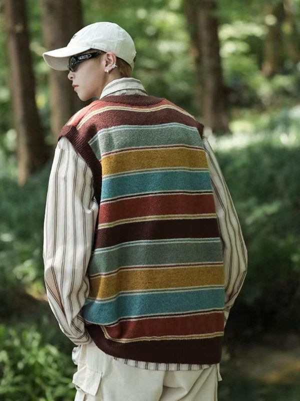 Vintage Striped Sweater Vest