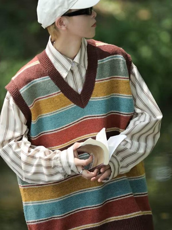Vintage Striped Sweater Vest