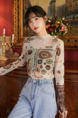 Vintage Symbols Sheer Top