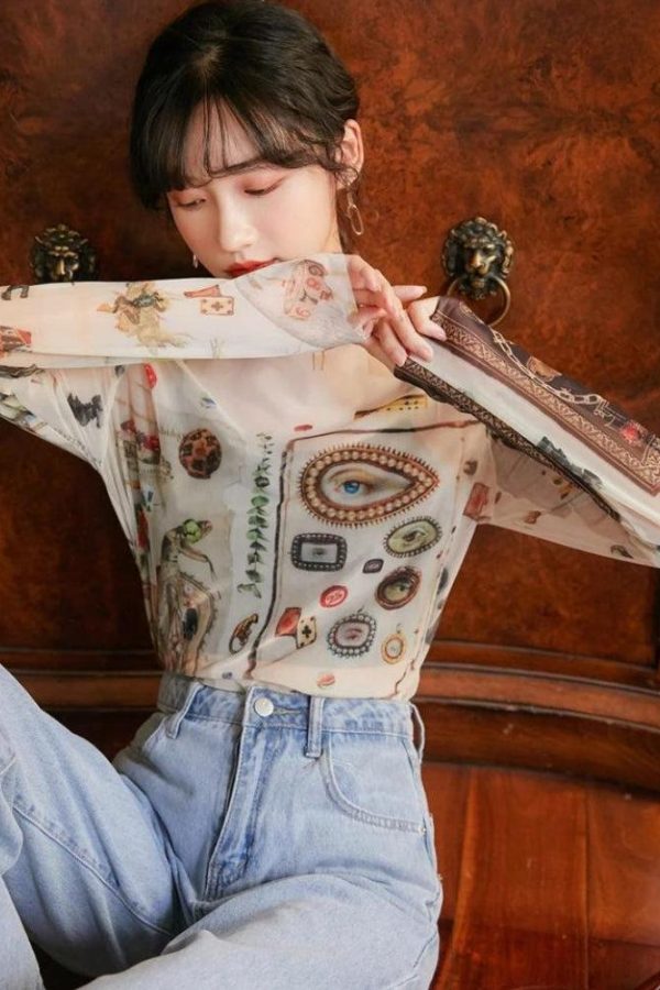 Vintage Symbols Sheer Top