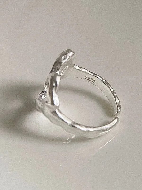 Wavy Heart Silver Ring
