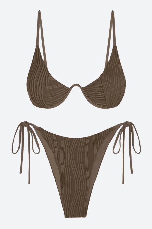 Wavy Striped Wired Cup Bikini Set