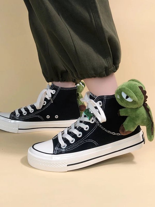 Weirdcore Dinosaur Canvas Shoes