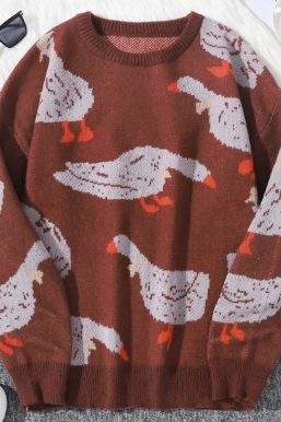 Weirdcore Goose Print Sweater