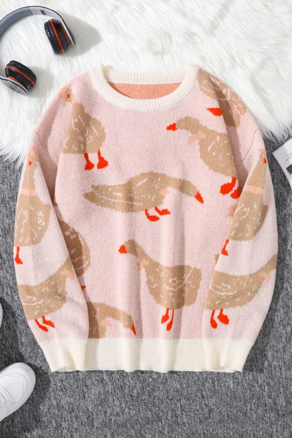 Weirdcore Goose Print Sweater
