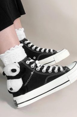 Weirdcore Panda Canvas Shoes