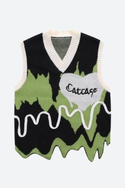 Weirdcore Wavy Striped Sweater Vest