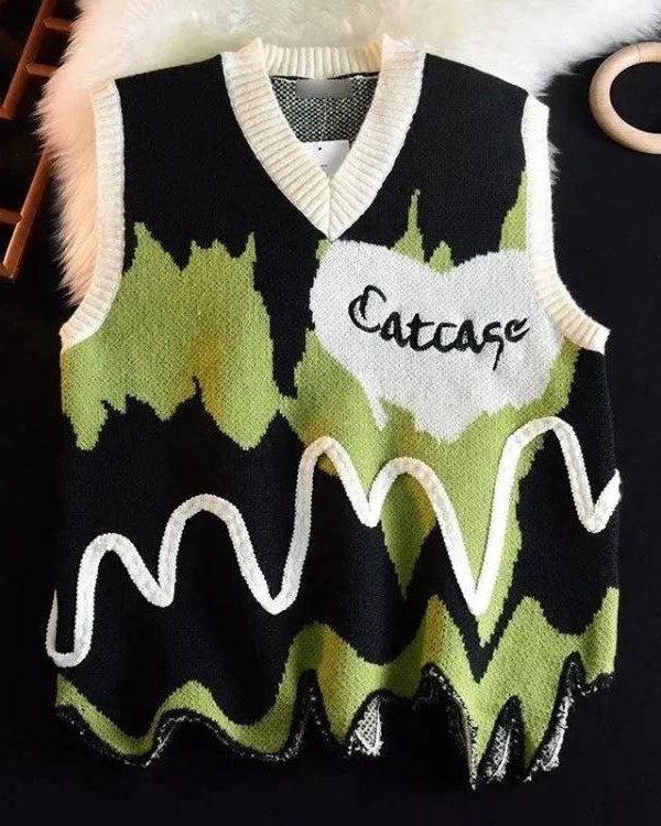 Weirdcore Wavy Striped Sweater Vest